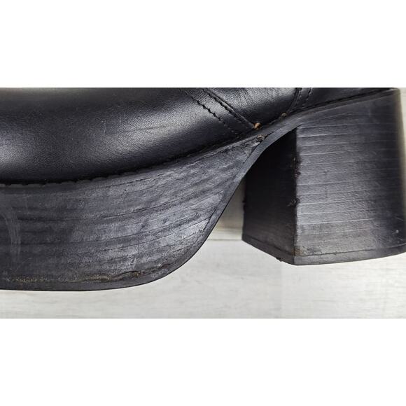 VTG Y2K DESTROY Platform Chunky Blk Leather Ankle Boots Sz43/US11.5 Star Inlays - Picture 13 of 14